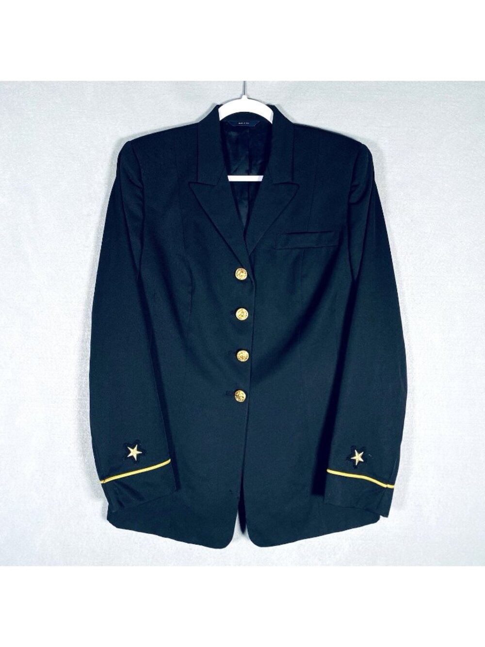 Vintage Brooks Brothers Blazer Womens 8 Black Wool Gold Buttons Military